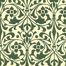 Green Stylized Flower Print Italian Paper ~ Carta Varese Italy